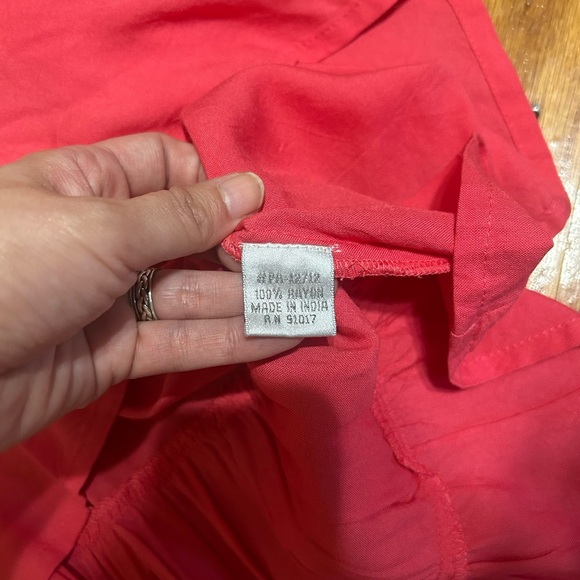 Solitaire Oversized BOHO Embroidered Coral High Low Top M - Picture 9 of 9